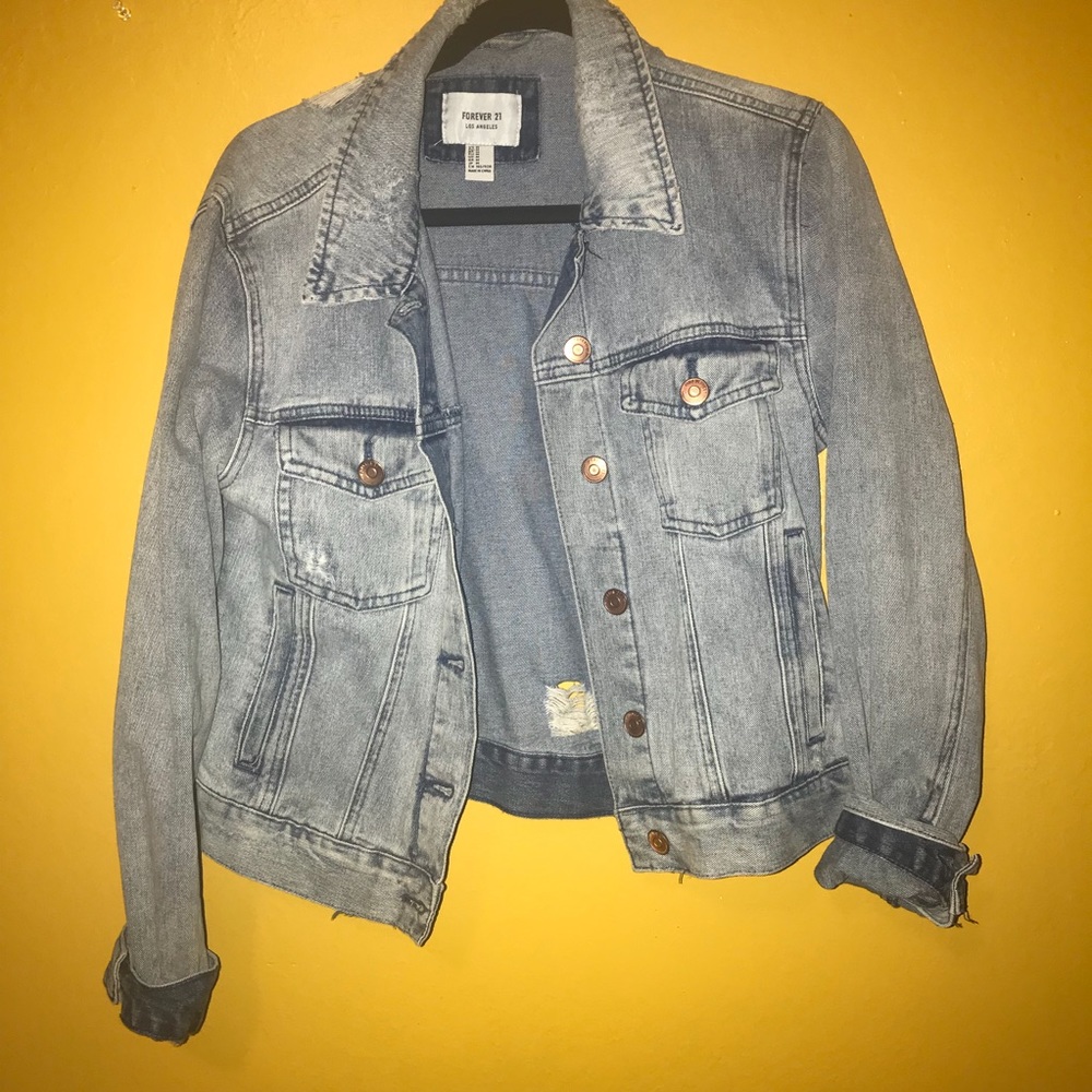 Distressed denim jacket